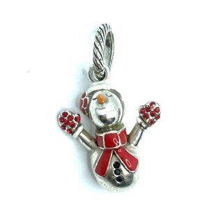 Brighton Happy Snowman Red Scarf Crystal Gloves Frosty Merry Christmas Charm